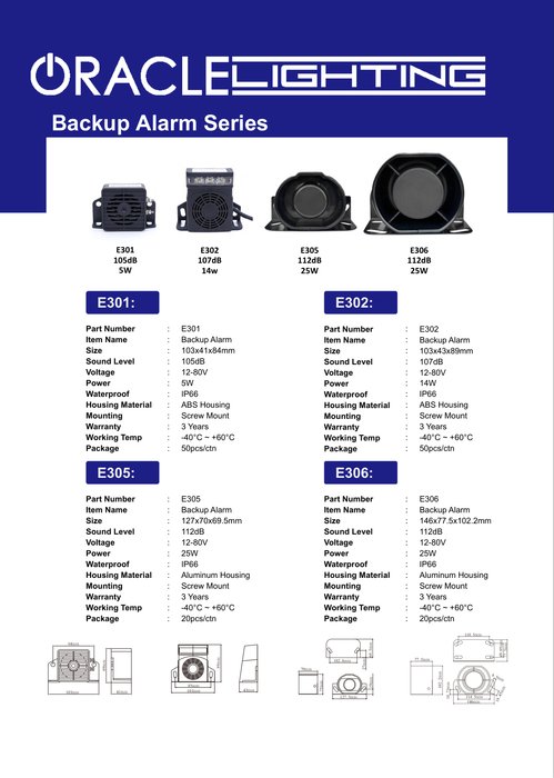 ORACLE Lighting Backup Alarm 112dB - Large Format