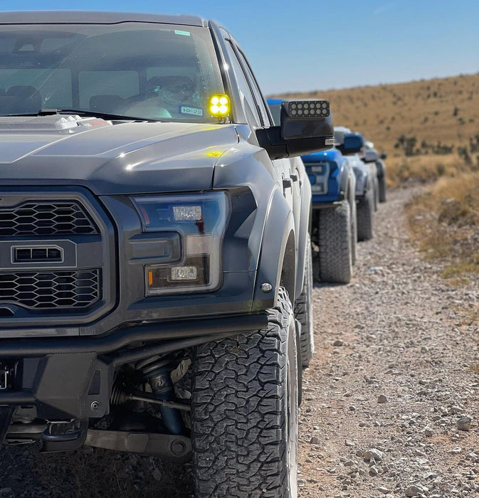 Close-up of 2015-2020 Ford F-150 LED Off-Road Side Mirrors installed on a Ford F-150
