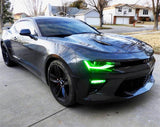 Black camaro with green DRLs