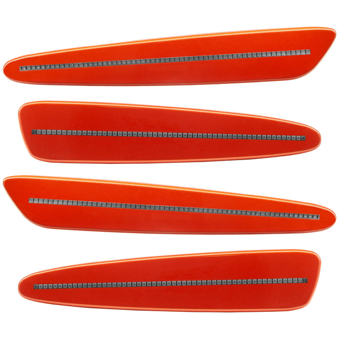 2005-2013 Chevrolet C6 Corvette Concept SMD Sidemarkers with inferno orange metallic paint and clear lenses.