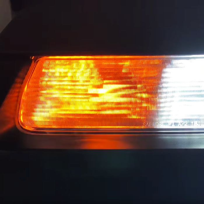 Close-up of JL turn signal turned on