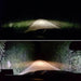 Side by side comparison from the drivers point of view, showing a dark road with LED Off-Road Side Mirrors turned off versus on.