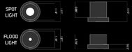 LED flood pod diagram with measurements
