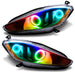 Maserati GranTurismo headlights with rainbow halo rings.
