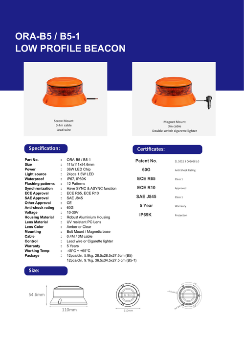 ORACLE Lighting Low Profile Beacon - Screw or Magnet Mount