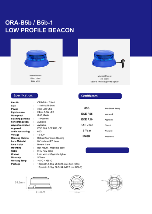 ORACLE Lighting Low Profile Blue Beacon