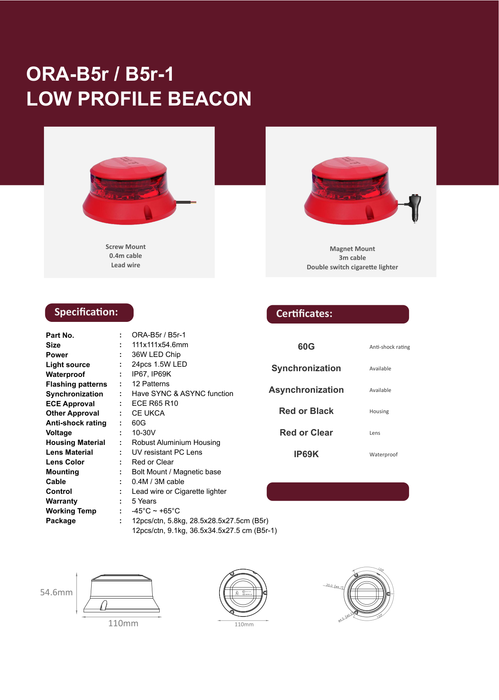 ORACLE Lighting Low Profile Red Beacon