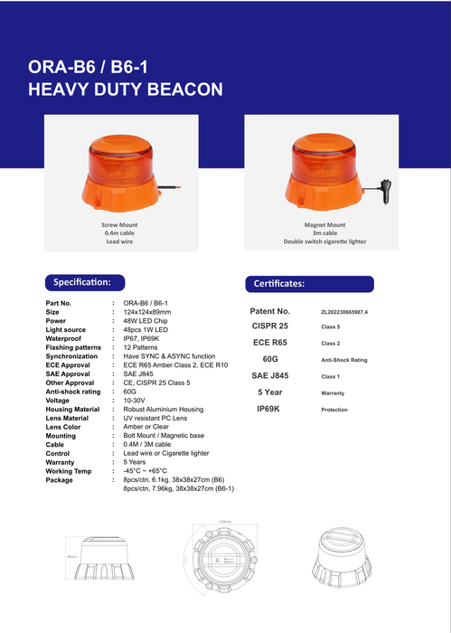 ORACLE Lighting Heavy Duty Beacon - Screw or Magnet Mount