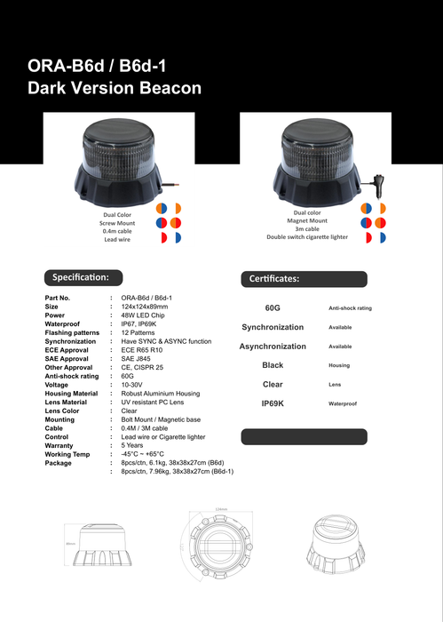 ORACLE Lighting Dark Version Dual-Color Beacon - Heavy Duty