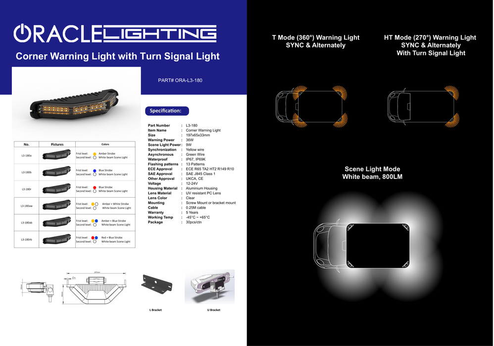 ORACLE Lighting Corner Warning Light w/ Turn Signal - L3-180 Series