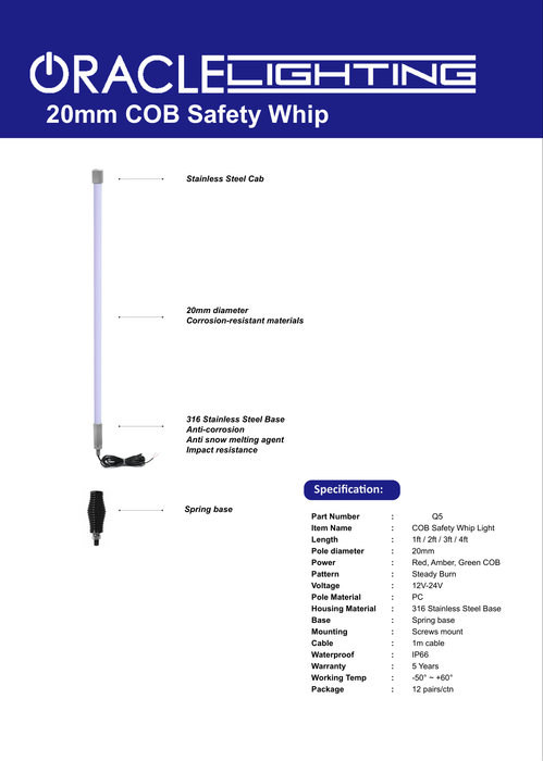 ORACLE Lighting 20mm COB Safety Whip Light