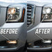 2016-2023 Toyota Tacoma H11 - 4,000+ Lumen LED Light Bulb Conversion Kit (Low Beam) before and after comparison image.