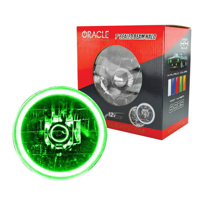 Pre-Installed 7" H6024/PAR56 Sealed Beam Halo with green LED halo ring.