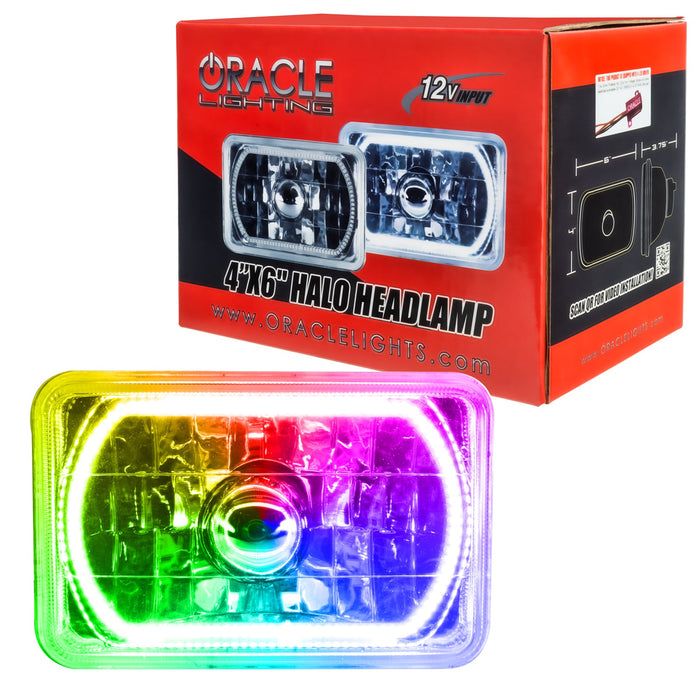 Pre-Installed 4x6" H4651/H4656 Sealed Beam Halo with ColorSHIFT LEDs.
