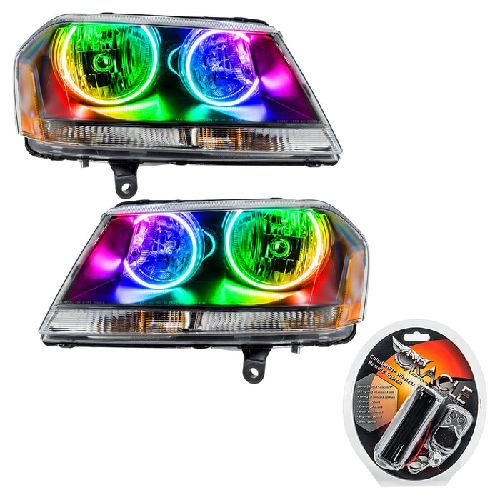 2008-2013 Dodge Avenger RT Pre-Assembled Halo Headlights - Black Housing with RF Controller.