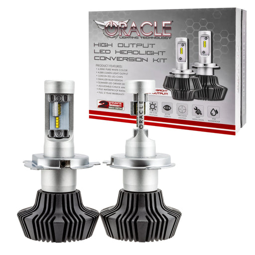 H4 4,000 Lm LED bulbs with retail packaging