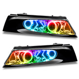 Plymouth Prowler headlights with rainbow halo rings.