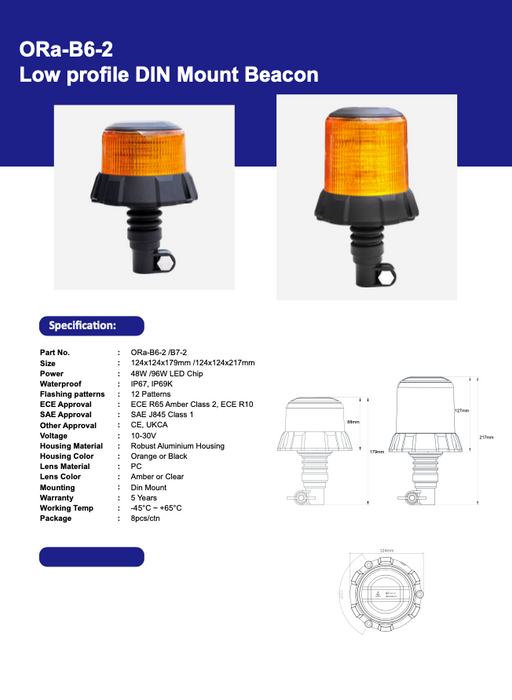 ORACLE Lighting Low Profile DIN Mount Beacon - ORa-B6-2 / B7-2