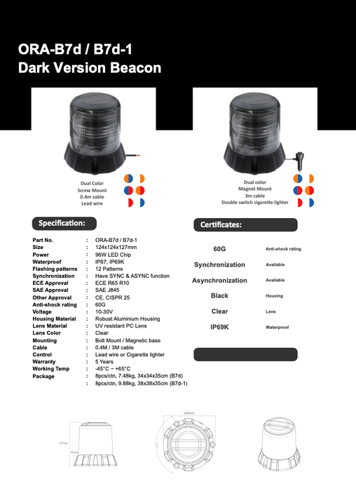ORACLE Lighting Dark Version Beacon - ORA-B7d/ORA-B7d-1