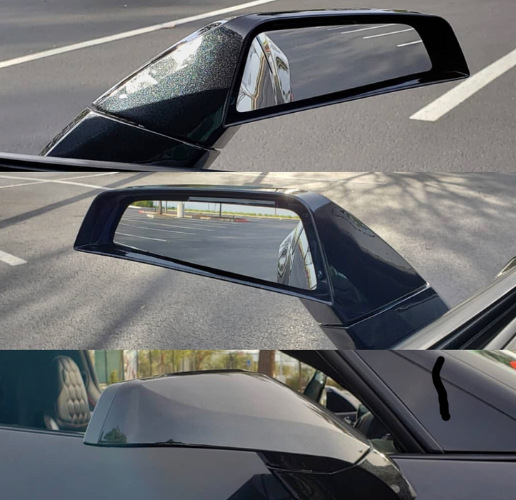 Three different angles of Concept LED Side Mirrors installed on a C6 Corvette.