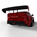 Rear view of a red Toyota Supra with Universal Illuminated LED Letter Badges installed above the license plate area.