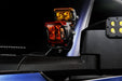 Close up of VEGA Series Spotlights with amber and yellow lens covers snapped on