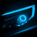 Honda Pilot headlight with cyan halo and DRL.