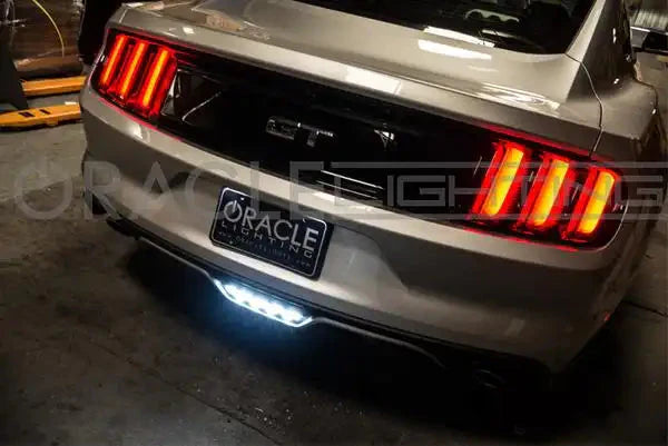 Rear end of a Ford Mustang with High Output LED Reverse Light installed.