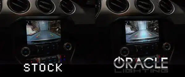 Side by side comparison of stock reverse light versus brighter ORACLE Lighting High Output LED Reverse Light.
