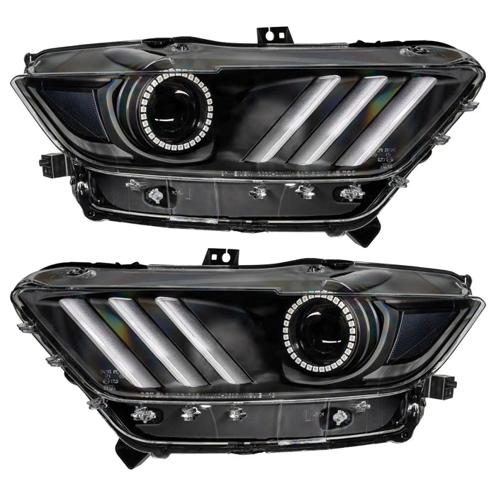 2015-2017 Ford Mustang Pre-Assembled Headlights -Dynamic ColorSHIFT RGB+A -Black Edition