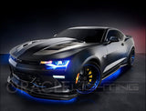 Black Camaro with blue DRLs.