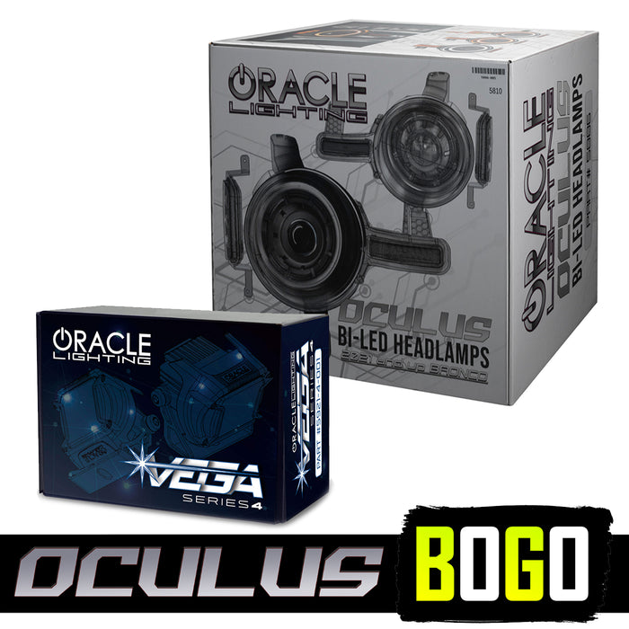 BOGO | Oculus™ Bi-LED Projector Headlights for 2021+ Ford Bronco - Amber Halo w/VEGA 4 Pods