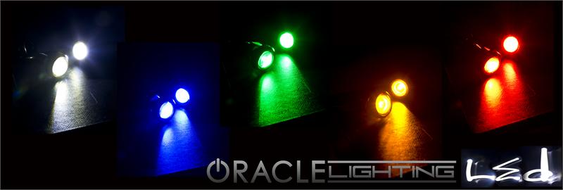 Rock lights showing different color lighting