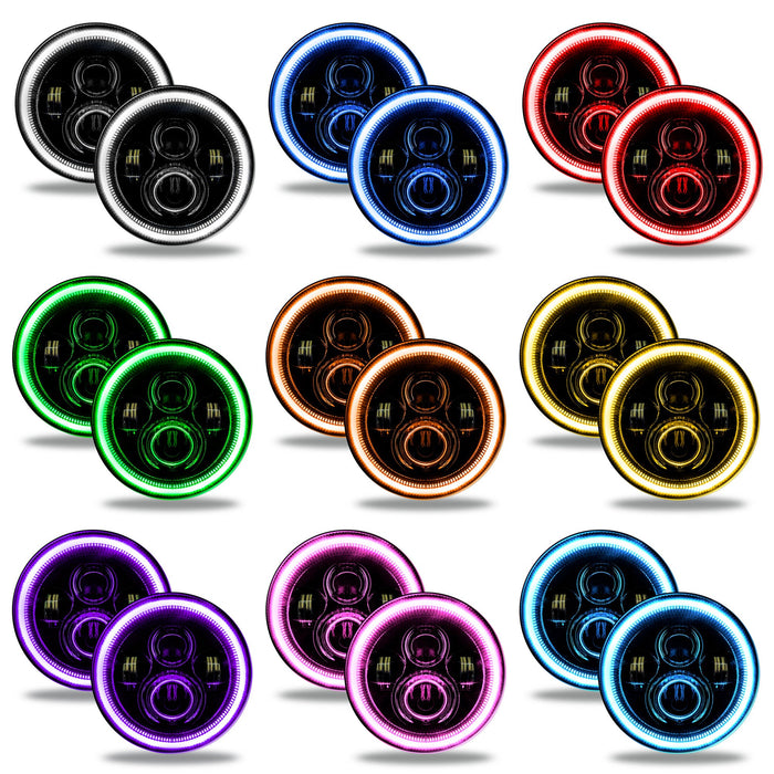 ORACLE Lighting 7" High Powered LED Headlights - Black Bezel - Dynamic ColorSHIFT - Jeep Wrangler JK