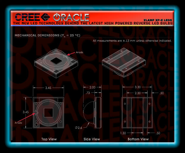 Diagram of LED Chip with measurements