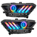 2015-2017 Ford Mustang Pre-Assembled Headlights -Dynamic ColorSHIFT RGB+A -Black Edition