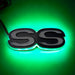 Illuminated SS Emblem with green LEDs.