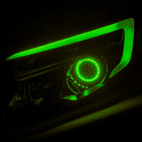 Honda Pilot headlight with green halo and DRL.