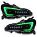 Subaru BRZ headlights with green DRLs