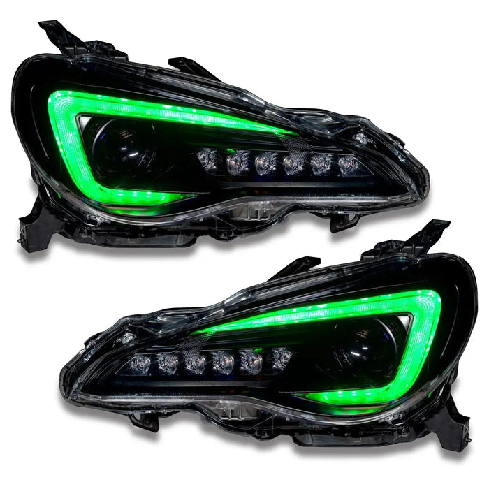 Subaru BRZ headlights with green DRLs