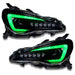 Subaru BRZ headlights with green DRLs