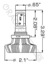 LED bulb diagram with measurements