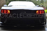 Front end of a Chevrolet Camaro with red LED halo rings.