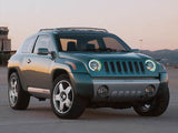 Three quarters view of a Jeep Compass with LED halo rings installed.