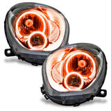 Mini Cooper Countryman headlights with amber halo rings.