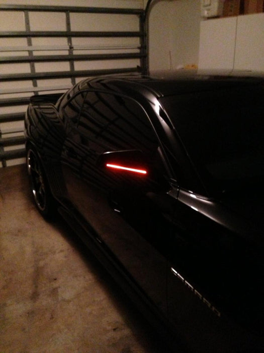 Close-up of Concept Side Mirror installed on a Chevrolet Camaro.