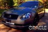 Three quarters view of a Nissan Maxima with white LED headlight halo rings installed.