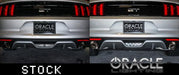 Side by side comparison of stock reverse light versus brighter ORACLE Lighting High Output LED Reverse Light.