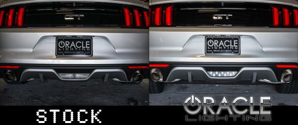 Side by side comparison of stock reverse light versus brighter ORACLE Lighting High Output LED Reverse Light.