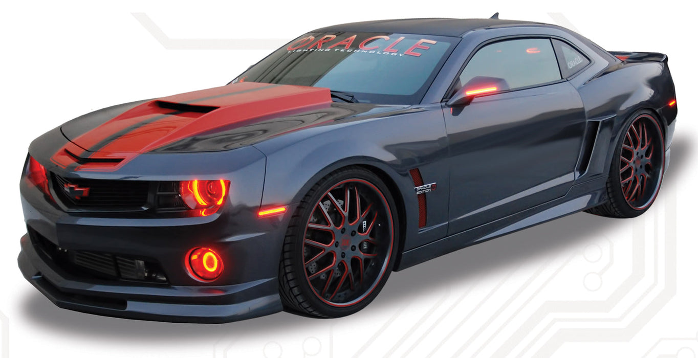 Three quarters view of a Chevrolet Camaro with Concept Side Mirrors installed.
